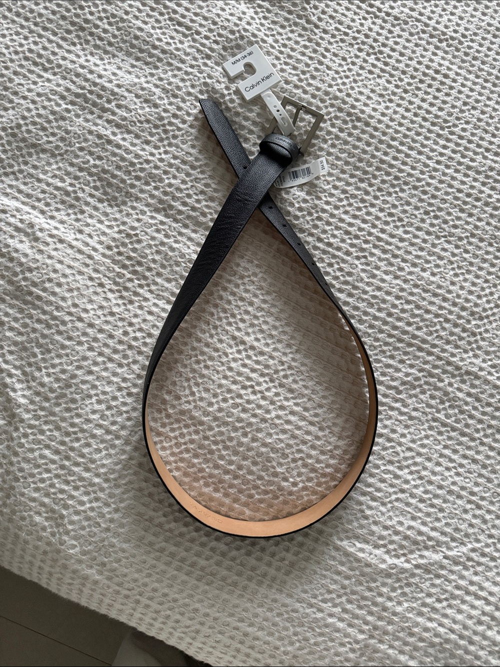 Calvin Klein Black Leather Belt, Size M(34/36